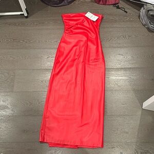 Zara NWT red leather dress size xs